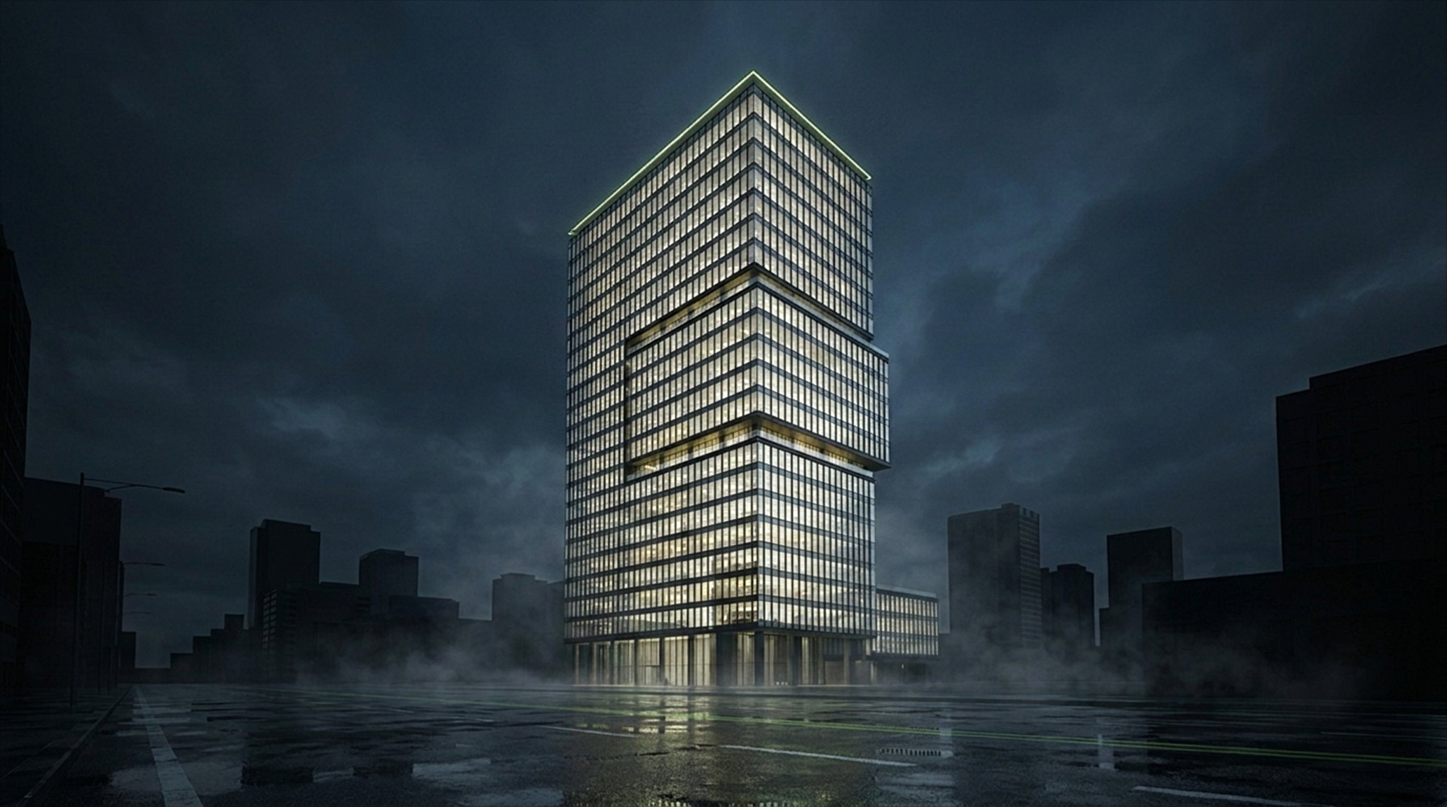 Workday peak — every floor lit, tracked live in the Kodaa Casambi dashboard